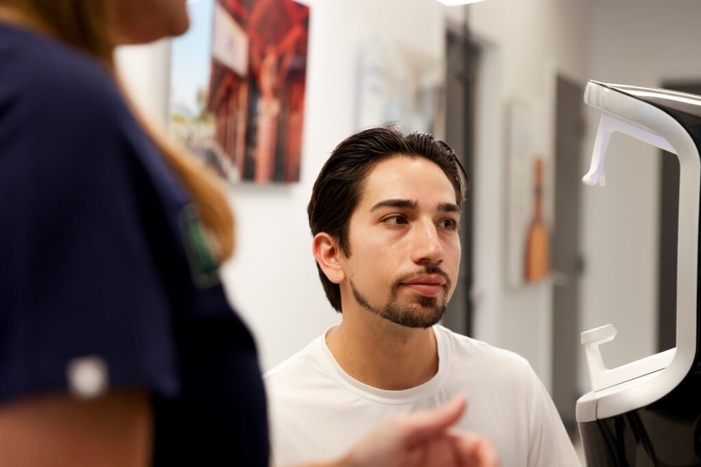 photo of side profile of patient who came to plastic surgery office for chin liposuction near Marana, AZ